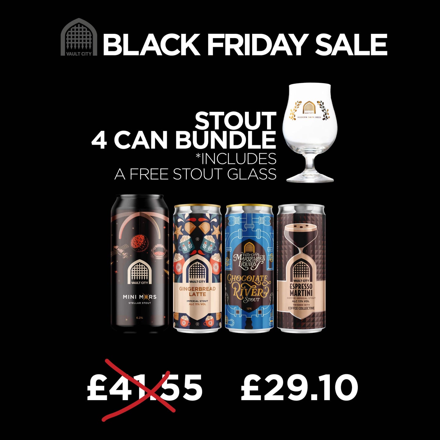 Vault City Stout Bundle Plus FREE Stout Glass