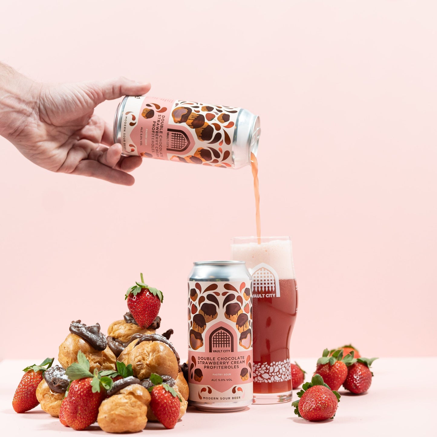 Double Chocolate Strawberry Cream Profiteroles
