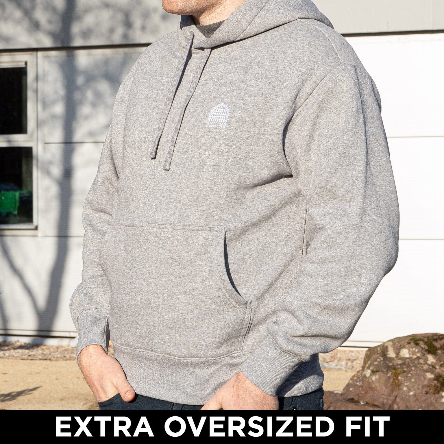 VC Logo Embroidered Oversized Heather Grey Hoodie