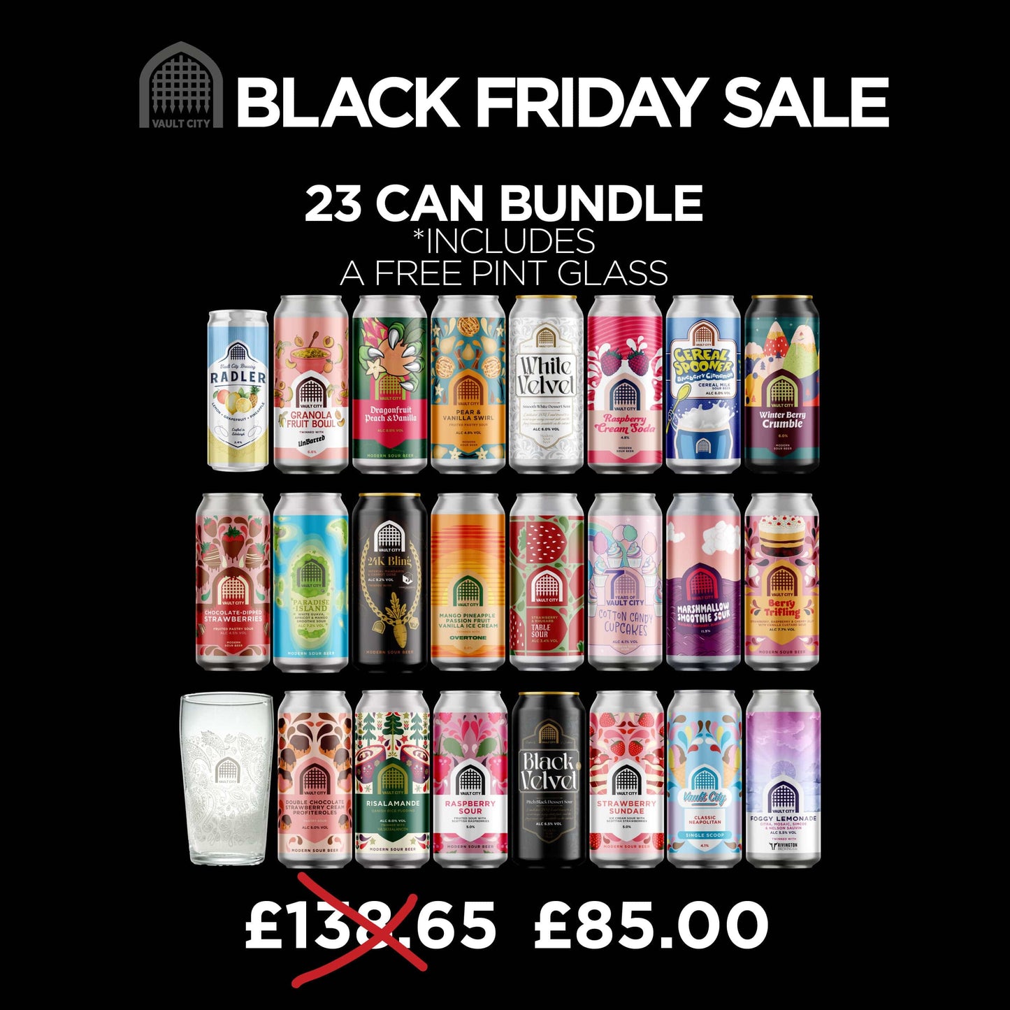 Ultimate Mixed Case of 23 Cans Plus FREE Pint Glass