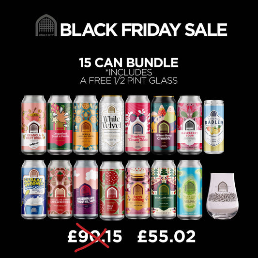 Vault City Mixed Case of 15 Cans Plus FREE Half Pint Glass