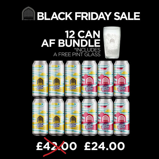 Vault City Alcohol Free Case of 12 Cans Plus FREE Pint Glass