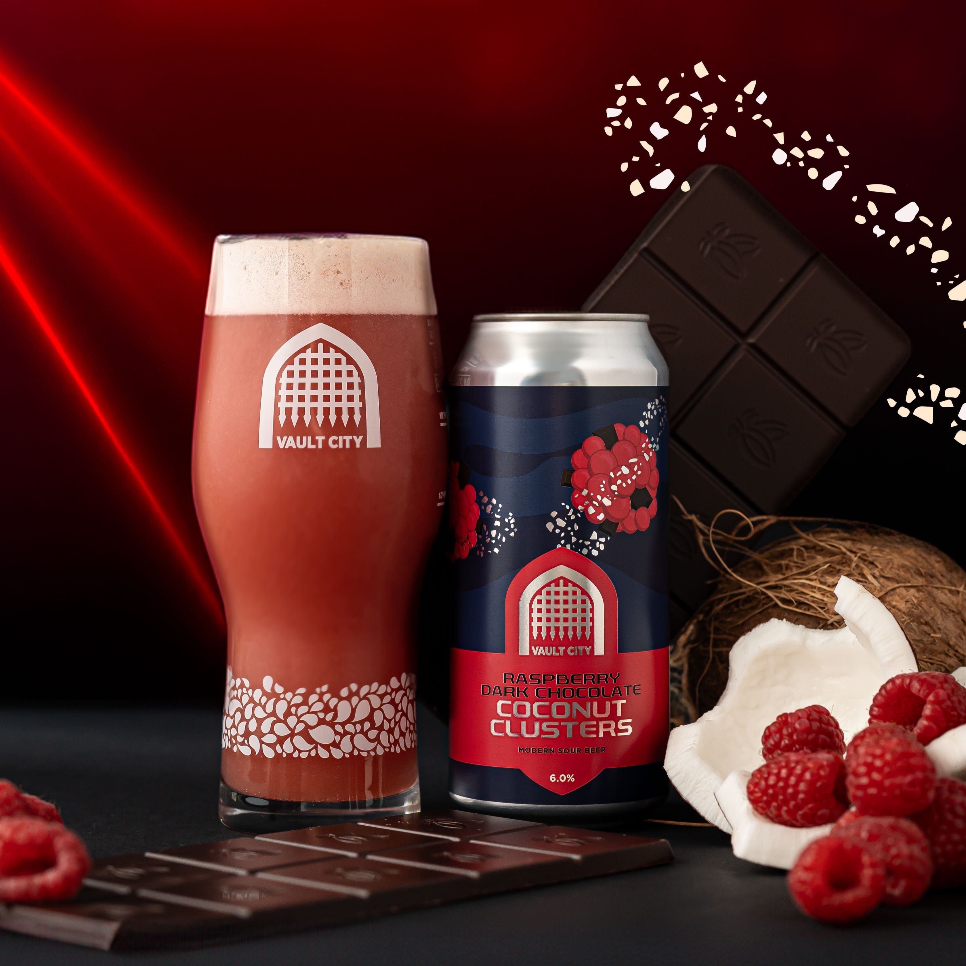 Raspberry Dark Chocolate Coconut Cluster - Vault City Brewing